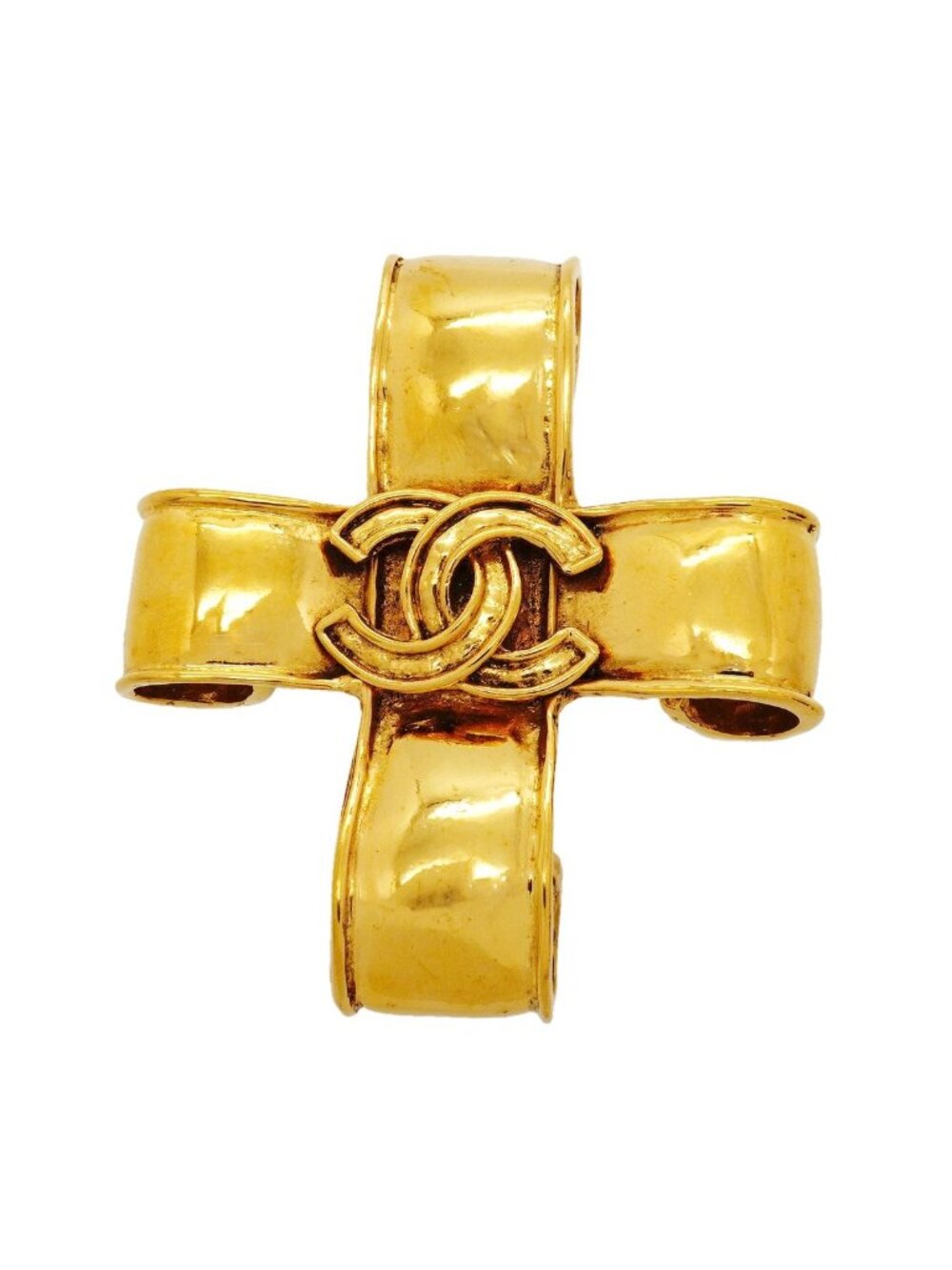 Chanel Brooch Vintage CC Logo Gold Plated